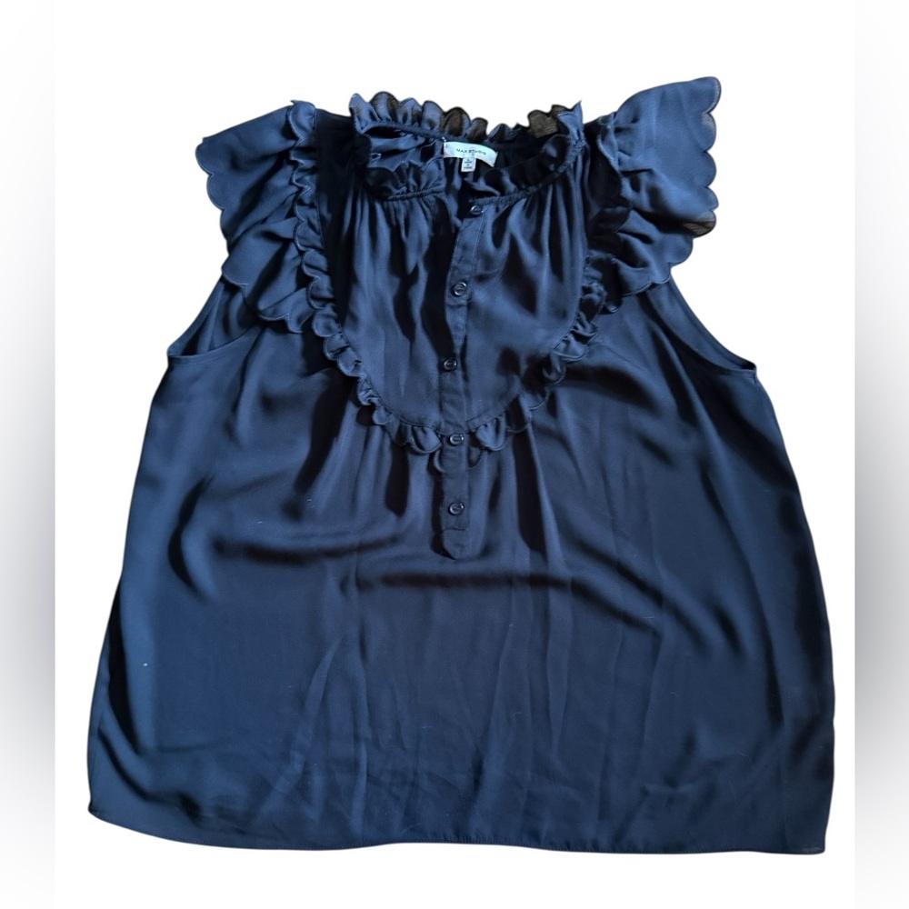 Max Studio Women's Black Ruffle Top Size L